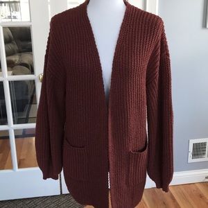 Rust Cable Knit Cardigan